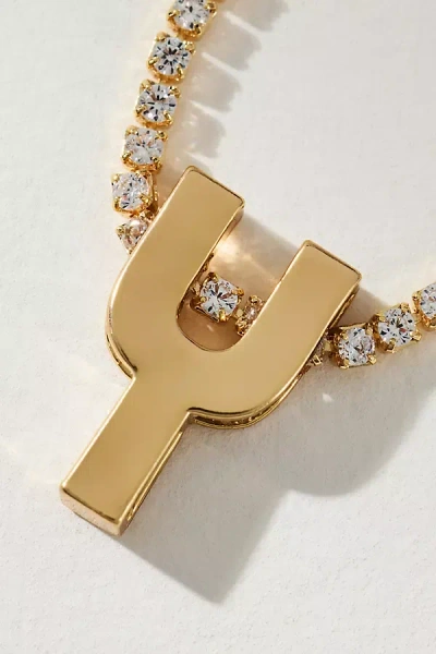 By Anthropologie Large Crystal Monogram Necklace