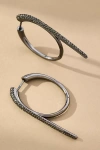 By Anthropologie Large Crystal Rocker Hoop Earrings In Black