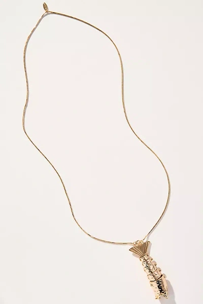 By Anthropologie Large Fish Charm Pendant Necklace In Gold