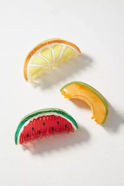 By Anthropologie Large Fruit Hair Claw Clips, Set Of 3 In Multicolor