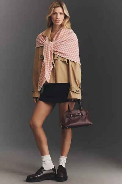 By Anthropologie Large Gingham Triangle Scarf In Multi