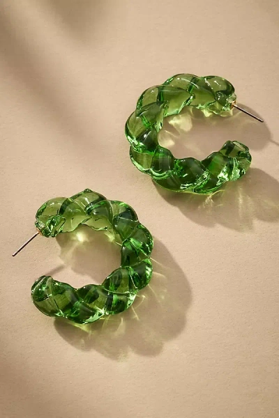 By Anthropologie Large Glass Rope Hoop Earrings In Green