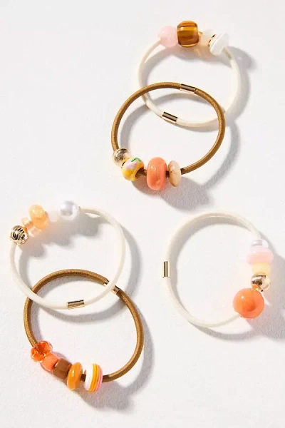 By Anthropologie Large Mixed Beaded Hair Ties, Set Of 5