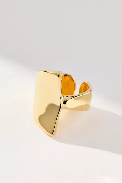 By Anthropologie Large Molten Cocktail Ring In Gold