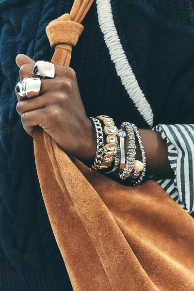 By Anthropologie Large Molten Cocktail Ring In Silver