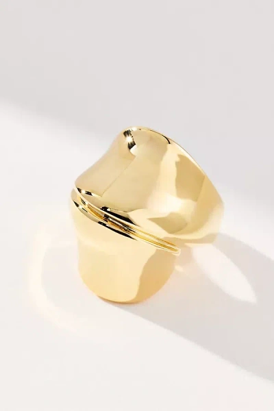 By Anthropologie Large Molten Wrap Cocktail Ring In Gold