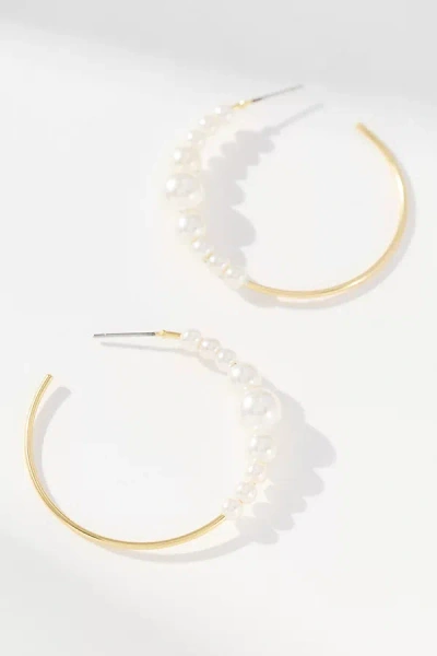 BY ANTHROPOLOGIE LARGE PEARL HOOP EARRINGS