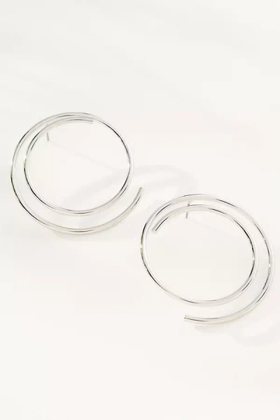 By Anthropologie Large Spiraled Circle Post Earrings In Silver