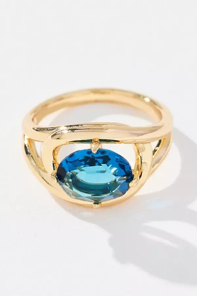 By Anthropologie Large Stone Cocktail Ring In Blue