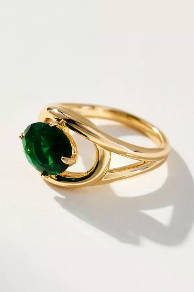 By Anthropologie Large Stone Cocktail Ring In Green