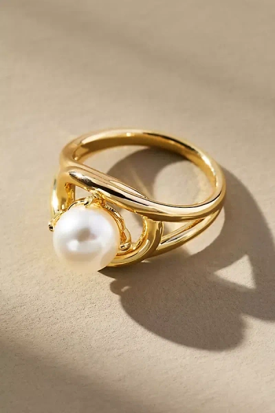 By Anthropologie Large Stone Cocktail Ring In White
