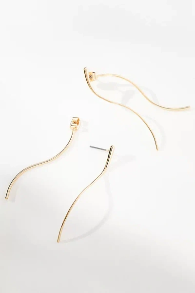 By Anthropologie Large Wavy Wire Front-back Earrings In Gold