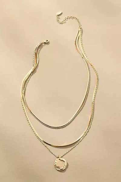 By Anthropologie Layered Coin Charm Necklace In Gold