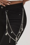 By Anthropologie Layered Crystal Charm Pant Chain In Silver