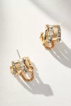 By Anthropologie Layered Crystal Huggie Hoop Earrings In Gold