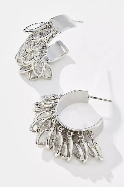 By Anthropologie Layered Drop Hoop Earrings In Silver