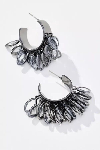 By Anthropologie Layered Drop Hoop Earrings In Silver