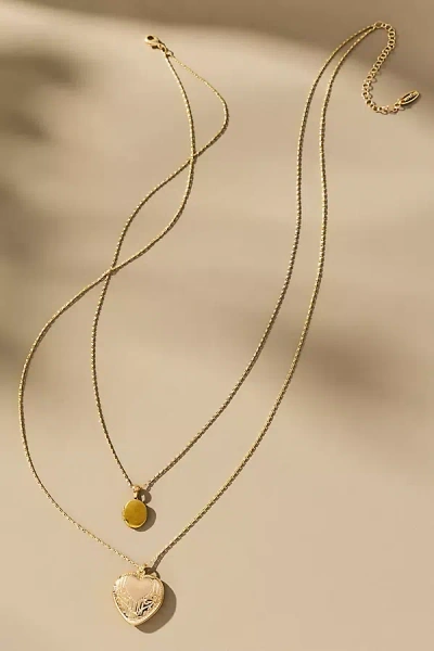By Anthropologie Layered Heart Charm Necklace In Gold