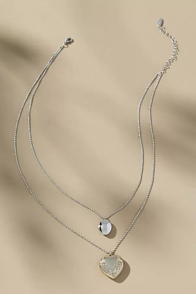 By Anthropologie Layered Heart Charm Necklace In Silver