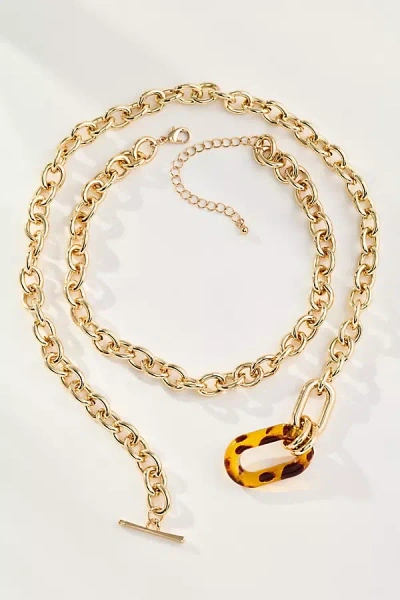 By Anthropologie Layered Link Pendant Necklaces, Set Of 2 In Gold