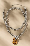 By Anthropologie Layered Link Pendant Necklaces, Set Of 2 In Silver