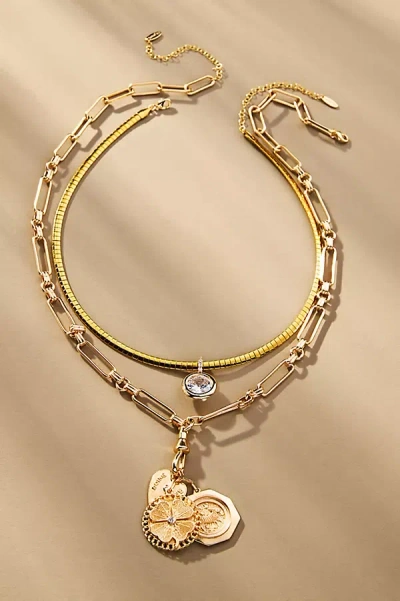 By Anthropologie Layered Multi Charm Necklace In Gold