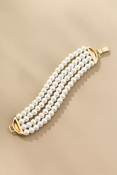 By Anthropologie Layered Pearl Bracelet In Sand