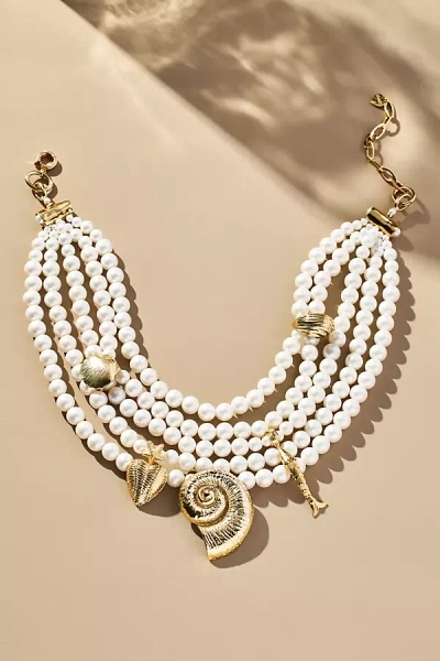 By Anthropologie Layered Pearl Sealife Necklace In Gold