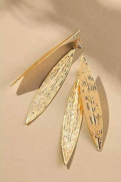 By Anthropologie Leaf Drop Earrings In Gold