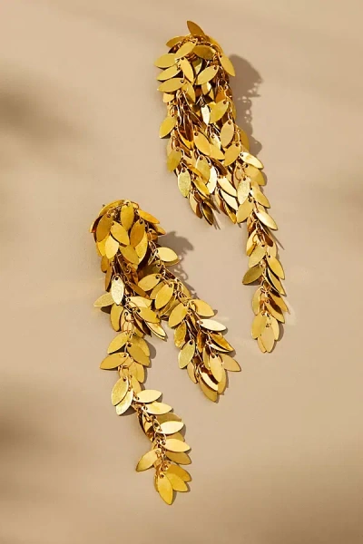 By Anthropologie Leafy Metal Drop Earrings In Gold