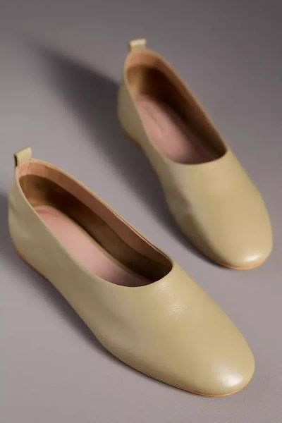 By Anthropologie Leather Glove Ballet Flats In Green