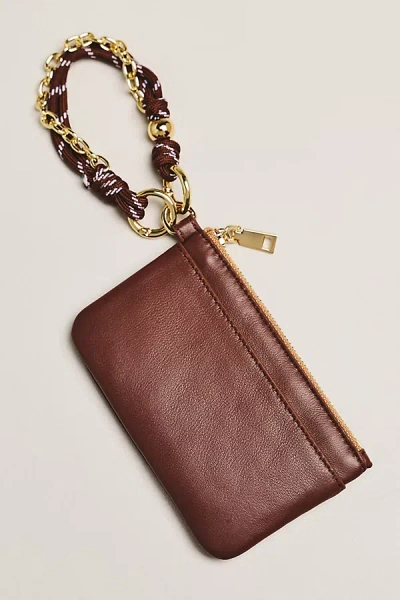 By Anthropologie Leather Slim Corded Wristlet In Brown