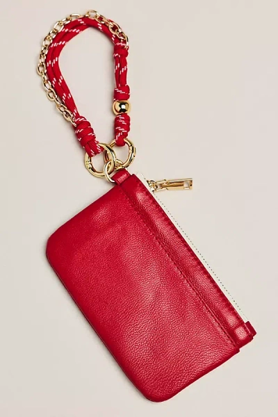 By Anthropologie Leather Slim Corded Wristlet In Red