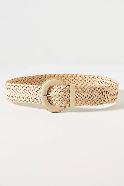 By Anthropologie Leather Woven Belt In Beige