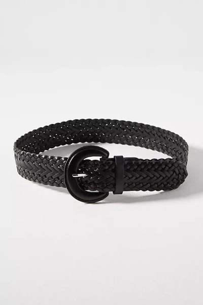 By Anthropologie Leather Woven Belt In Black