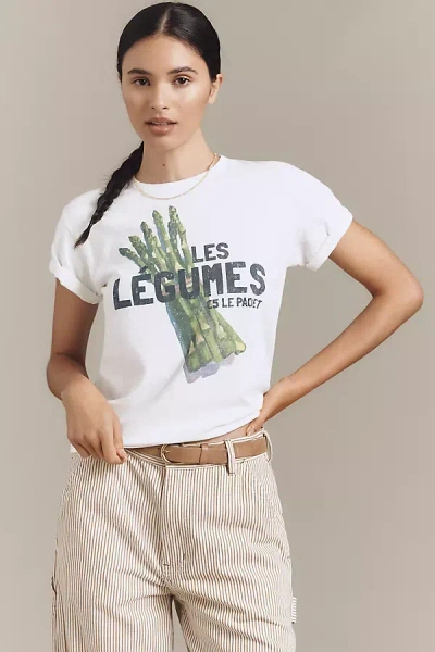 By Anthropologie Legumes Graphic Baby Tee In White