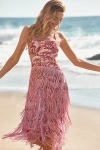 By Anthropologie Linen Fringe Column Midi Dress In Multicolor