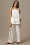 By Anthropologie Linen Lace Pull-on Pants In White