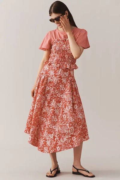 By Anthropologie Linen Midi Skirt In Purple