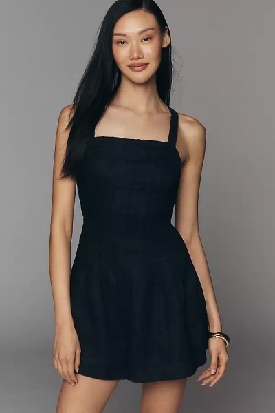 By Anthropologie Linen Pintuck Romper In Black