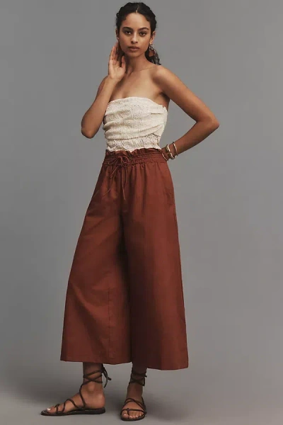 By Anthropologie Linen Pull-on Pants In Brown