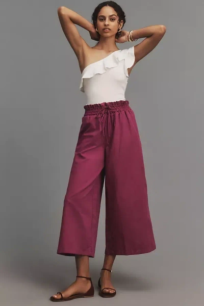 By Anthropologie Linen Pull-on Pants In Purple