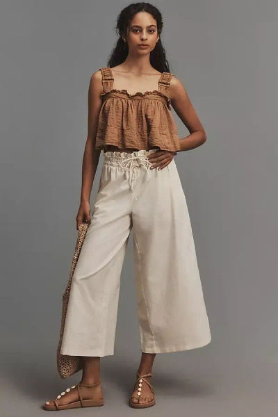 By Anthropologie Linen Pull-on Pants In White