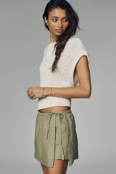 By Anthropologie Linen Skort In Green
