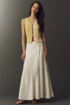 By Anthropologie Linen-blend Mock Wrap Maxi Skirt In White