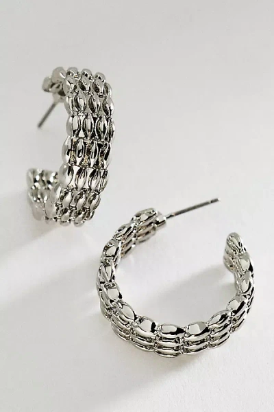 By Anthropologie Link Track Hoop Earrings In Silver