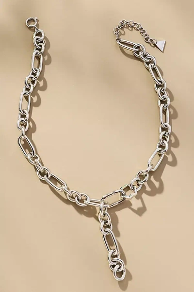 By Anthropologie Linked & Locked Chain Necklace In Silver