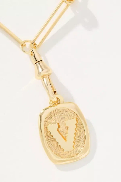 By Anthropologie Linked Chain Monogram Pendant Necklace