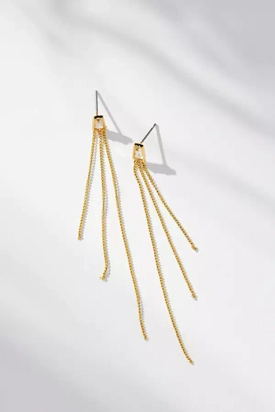 By Anthropologie Long Chain Tassel Drop Earrings In Gold