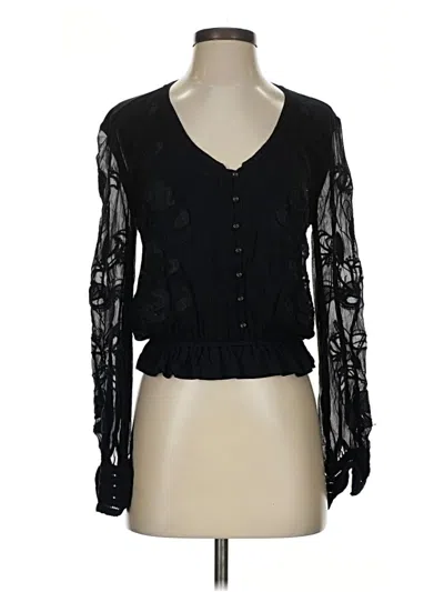 Pre-owned By Anthropologie Long Sleeve Blouse In Black